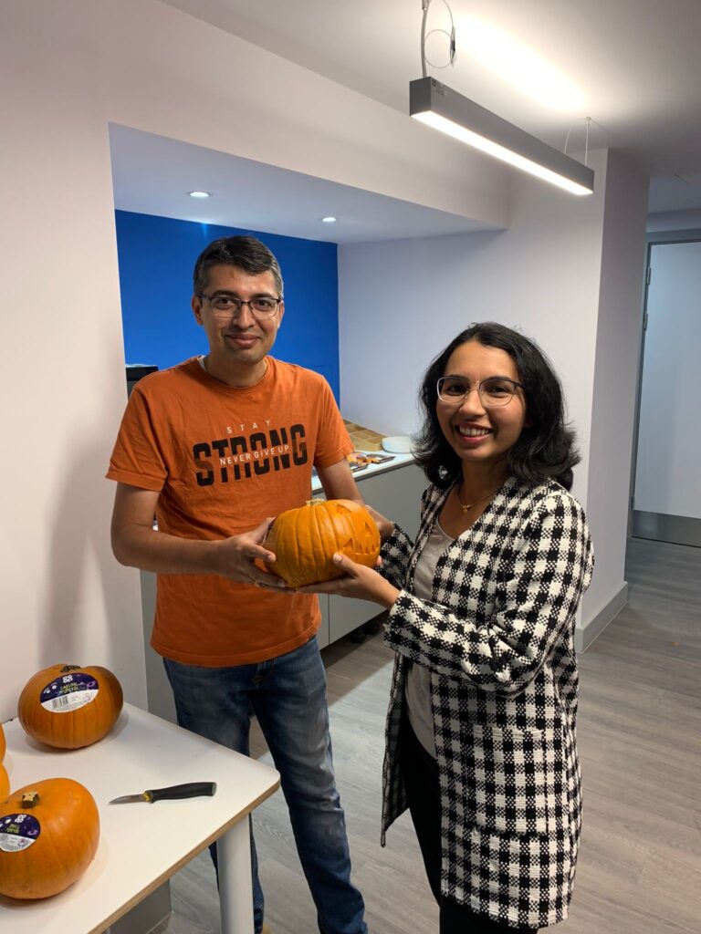 A student couple at Halloween
